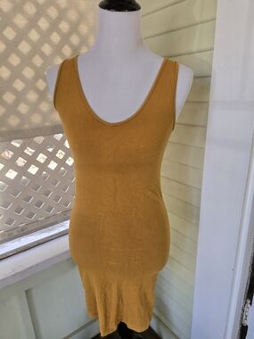 Mustard Sleeveless Scoop Neck Dress Top - Unbranded